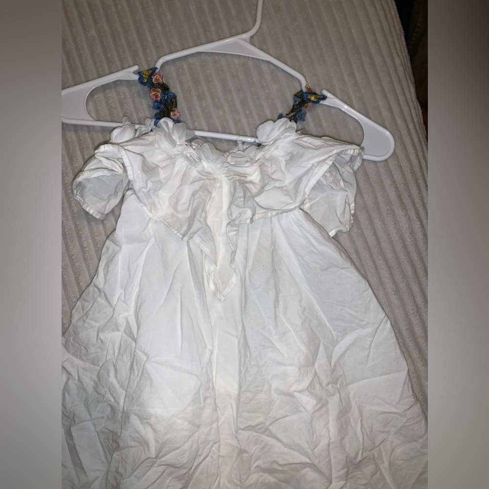 White dress with floral straps